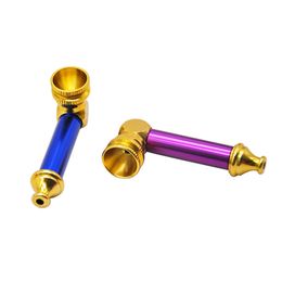 New Colorful Gold Mini Metal Aluminum Smoking Pipe Portable Innovative Design Removable Easy Clean High Quality Hot Cake DHL Free