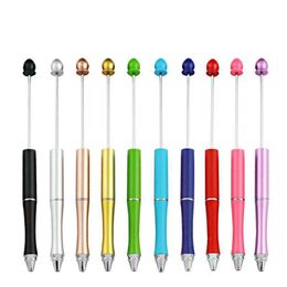 Cheap DIY Christmas Promotional Gifts Handmade Children Kids Toy Tools Blank add a beaded Beads Replaceable Ball Pen Beadable Pen For Play