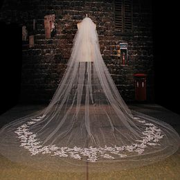 3 Meters Lace Applique Edge Wedding Veils White Ivory Real Image Bridal Veil Wedding Accessories Cheap In Stock