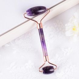 Natural Stone Crystal Amethyst Face Roller Massager Double Head Jade Roller Facial Lifting Massage Neck Health Skin Care Anti Aging