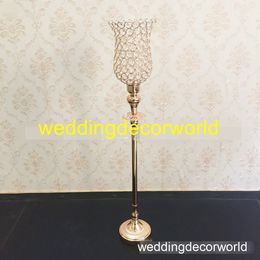 crystal new style Gold flower candle holder arrangement stand for table wedding Centrepieces decor748