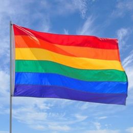 Rainbow Flag Banner 3x5FT 90x150cm Gay Pride Flag Polyester Banner Colourful Rainbow LGBT Flag Lesbian Parade Flags Decoration DBC VT0517