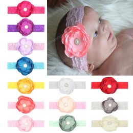 Newborn Flower Lace Headband Baby Hair accessories Elastic Soft Pearl rhinestone 13 Colors Cheap Wholesale