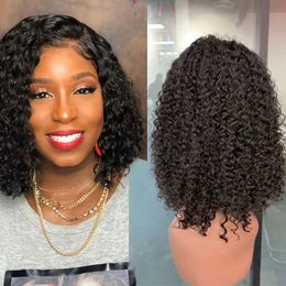 Brazilian Virgin Hair Bob Wig Lace Front Wig Kinky Curly Deep Wave Curly Natural Color