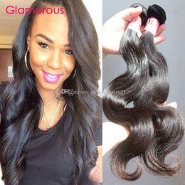 Glamorous Unprocessed Malaysian Human Hair Body Wave 2 Bundles Top Quality Virgin Hair 8"-34" Peruvian Indian Malaysian Wavy Hair Extensions