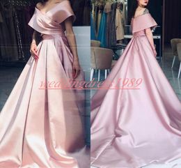 Charming Pink Arabic Plus Size 2019 Evening Dresses Off Shoulder A-Line Pageant Dress Cheap Robe De Soiree Formal Guest Party Prom Gown