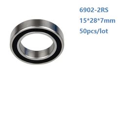 50pcs/lot 6902RS 6902-2RS 6902 RS 2RS ball bearing 15*28*7mm Thin wall Deep Groove Ball Bearing 15x28x7mm