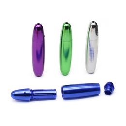 Olive Shaped Metal Smoking Pipe 83MM*23mm Mini Tobacco Metal Dry Herb Hand Pipes portable removable Aluminium Pipe for Dyr Vaporizer