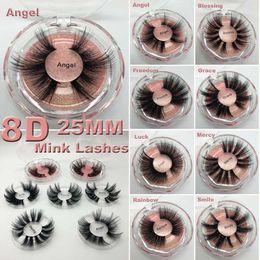 2019 Newest 25mm Premium 5D Mink Eyelashes Soft Natural Thick Cross Handmade 3D Mink Eyelashes with eyelash packaging box 16 Styles