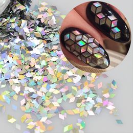art deco nails UK - 1 box Holographic Nail Flakes Rhombus Diamond Holo Nail Glitter Sparkly Mini Slice Paillette Sequins for Nail Art Deco