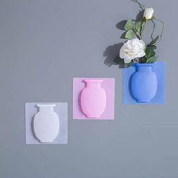 Silicone Vases Magic Suction Wall-Mounted Seamless Silicone Vase Wall Hanging Soft Vase Home Office Refrigerator Vases