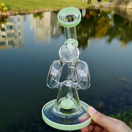 2019 Mini Bongs Slitted Donut Perc Oil Dab Rigs Double Recycler Sidecar Glass Bong Purple Heady Glass Water Pipes With Bowl XL320