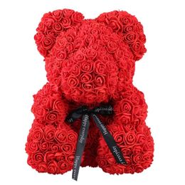 2019 Dropshipping 40cm Soap Foam Rose Teddy Bear Artificial Flower in Gift Box for girlfriend Women Valentines mother Day Gifts