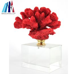 Sculpture Decorative Coral Home Decoration Wedding Decoration Office Decoration 21 18 15cm, Colors,Red