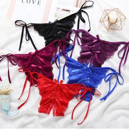 Sexy Panties Women Lingeries Strappy G String Briefs Low Waist Open Crotch Underwear Ladies Chastity Lace Thongs Erotic Underwear