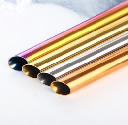 Stainless Steel Coloured Metal Straws Creative Durable Bevelled Round Mouth Milk Tea Tubularis New High Quality SN1053