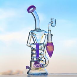 10 inchs Glasses Bong Klein Recycler Dab Rigs Smoking Glass Pipes Water Bongs Chicha With 14mm Banger