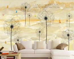 beibehang 3d wallpaper Custom marble wallpaper dandelion romantic couple home indoor TV background wallpaper for walls in rolls