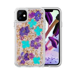 Real Flower Cases For iPhone 12 Mini 11 Pro Max X XR Xs 7 8 Plus 6 6S Rugged Armour Shockproof 2 In 1 Phone Cover