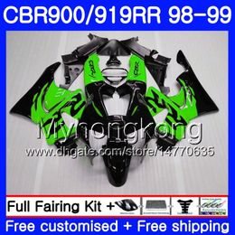 Body For HONDA CBR 900RR CBR 919RR CBR900 RR CBR919RR 98 99 278HM.22 CBR900RR CBR 919 RR CBR919 RR 1998 1999 Green black light Fairings kit