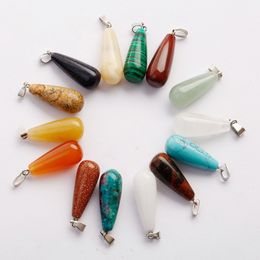 Charms natural Stone Water Drop beads Pendant Crystal Necklace MultiColor hot stone pendants DIY Jewelry Making earring free shipping