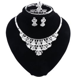 Silver Plated Jewellery Sets Women Fashion African Beads Jewellery Set Wedding Bridal Jewellery Sets Crystal Jewelery Costume