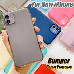 TPU Bumper Phone Case For iPhone SE 2 11 Pro Max Xs Max Xr 8 Plus Half Transparent Matt Colour Botton Cover Housing