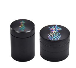 2024 Aluminum Alloy Smoke Grinder Metal Storage Box Set with Colorful Pineapple Patterns