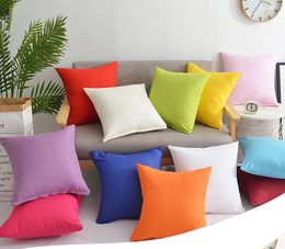 45*45CM Home Square Pillowcase Fashion Pure Color Sofa Throw Cushion Cover Pillow Case Blank Christmas Decor 50pcs T1I1640