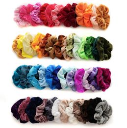 Velvet Scrunchies Hairbands Solid Girls Hair Bands Women Ties Ropes Hair Scrunchies Ponytail Holder Hair Accessories 50 Colours 1 lot DW4999