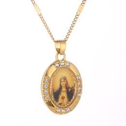 Trendy Gold Color Virgin Mary Women Religious Prayer Necklaces Pendants Women Charm Jewelry Gift