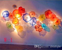 Free Shipping Antique Home Decor Glass Wall Art Plates Modern Creative Multi Color Blown Glass Wall Lamps Plates