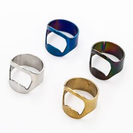 50pcs/lot Stainless Steel Colourful Ring-Shape Opener Beer Bottle Opener finger ring bottle openers Diameter 22mm