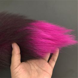 Rose Red-Real Genuine Red Fox Fur Tail Keychians Plush Pom Poms Cosplay Toy Keyrings Car KeyChain Bag Charm Tassels319T