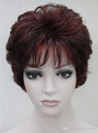 Wig hair Burgundy wine-red Mixed Short Women Ladies Daily Synthetic Wig