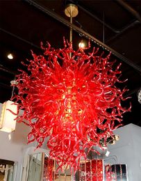 100% Mouth Blown CE UL Borosilicate Murano Glass Dale Chihuly Art Glossy Red Glass Light Bedroom Crystal Chandelier