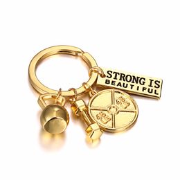 Strength Sports Keychain Barbell Dumbbell Fitness Key Chain Women Men Car Key Jewellery Pendant Trendy Gym Sport Key Ring