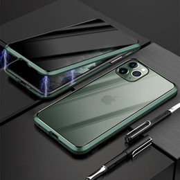 privacy antipeeping magnetic adsorption full tempered glass case for iphone 11 pro max 11 xs max xr xs 8 7 6 s10 note10