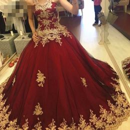 Gold Embroidered Quinceanera Prom Dresses Cheap Ball Gowns 2019 Spaghetti Lace-up Sweet 16 Dress Party Ball Gowns Vestido De Novia