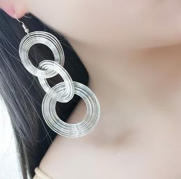 new hot Exaggerated European and American retro geometric multi-layer metal ring ring earrings fashion classic exquisite elegance