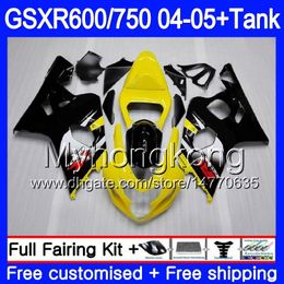 Body +Tank For SUZUKI GSXR 750 GSX R750 K4 GSXR 600 GSX-R600 04 05 295HM.13 GSXR-750 GSXR600 04 05 GSXR750 2004 2005 yellow black Fairings