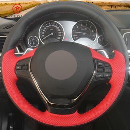 Black Red Leather Car Steering Wheel Cover for BMW F20 F21 F22 F23 118i 120i 125i 120d 218i 228i 420i 430i 435i 428i