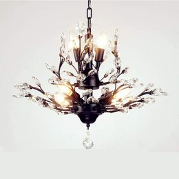 LED Chandelier Vintage Black Crystal Branches Chandeliers Ceiling Light Flush Mounted Ceiling Fixture is suitable for Living Room, Entryway
