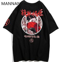 Mannan Harajuku Ukiyo E Geisha T-Shirt Männer Männer T-Shirt Homme Harajuku Modis Sommer japanische Hip Hop Baumwolle Kurzarm Herren Cami J190612