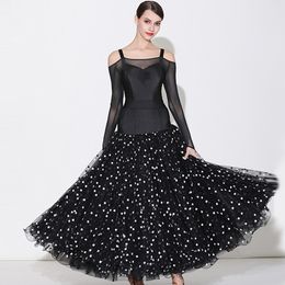 NEW Black White standard ballroom dress woman ballroom dance competition dresses sequin waltz foxtrot rumba modern dance dress