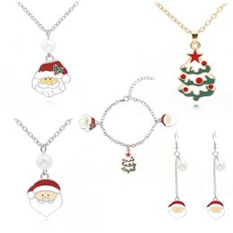 2019 European and American Christmas Series Children's Jewellery Santa Claus Christmas Tree Necklace Bracelet Earrings Wild 5 Piece Set P046