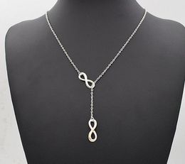 Fashion Silver Double 8 Infinity Sign Pendant Necklace Women Men Lucky Infinity Symbol Jewellery