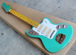 Wholesale Green Electric Guitar with P 90 Pickups,White Pickguard,Two Styles Available,Offering Customised Service