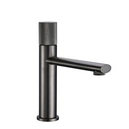 Gun Grey Bathroom Sink Ceramic Core Faucet Deck Mounted Cold And Hot Bathroom Faucet Single Handle Mixer Basin Tap