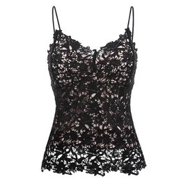 Lace Sexy Camis Women Tops Hollow Sleeveless Black Crochet Overall Slip Lingerie Strap Built In Bra Padded Camisole Cami Fashion